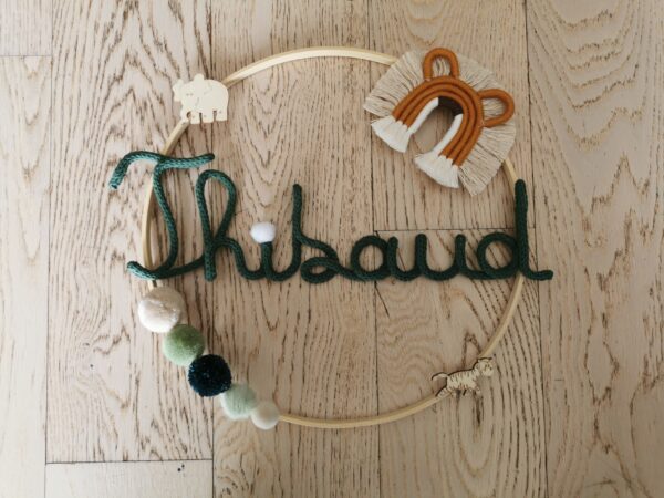 Couronne prénom tricotin avec animaux macramé – Image 4